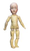 A Kammer and Reinhardt / Simon & Halbig bisque head doll, lacking hair. Marked to back of head S&H