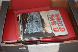 Mixed box of military interest books and magazines to include Weapons and Warfare WW2 set in five