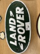 Landrover cast iron advertising sign, width approx 27cm