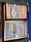 One box Framed vintage cars/ racing advertisments