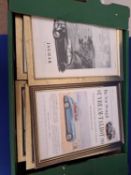 One box Framed vintage cars/ racing advertisments