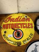 Indian Motorcycles enamel sign, width approx 30cm
