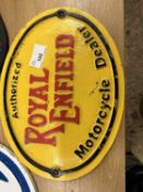 Royal Enfield cast advertising sign, width approx 28cm