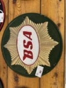 BSA cast advertising sign, width approx 24cm
