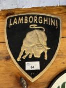 Lamborgini cast advertising sign, height approx 21cm