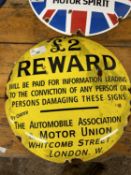 Automobile Association and Motor Union enamel sign, width approx 30cm