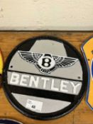 Cast iron Bentley advertising sign, width approx 23cm