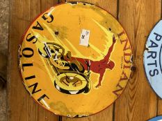 An Indian Spirit Gasoline enamel sign, width approx 30cm