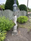 Composite garden statue formed as a lady, height approx 177cm (a/f)