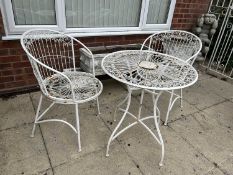 Decorative metal garden bistro set, table and two chairs