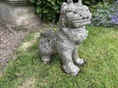 Composite garden statue formed as a dragon, height approx 45cm together with a composite garden
