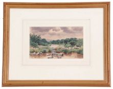 John Cyril Harrison (British, 20th century),Nyasaland and Hluhluwe, watercolour, signed, 17x25cm,
