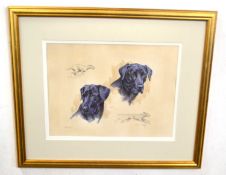 John Paley (British, 20th century), 'Sally', a study of a black labrador in four vignettes, pencil