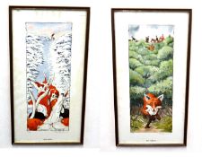 2x comical framed hunting prints