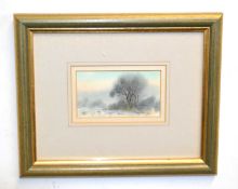 British School, circa 20th century, Pheasants in a winter landscape, watercolour, indistinctly