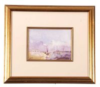 Jack Cox (British, 20th century), Coastal watercolour, signed,12x17cm, framed and glazed.