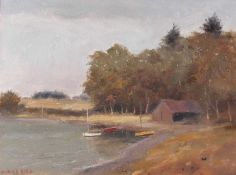 Marcus Ford (British,1914-1989) label on verso inscribed: 'Iken Cliff', oil on board, signed,