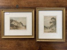 Henry Hilton RA (fl.1879-1888), 'Old Cottage near Congelton' and 'Old Bridge near Tal-y-Bont',