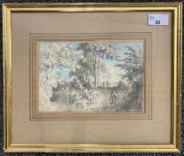 Anthony Devis (British 1729-1816), Scene in a country lane, watercolour, pen and grey ink, 5x8