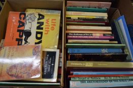 Two boxes of various books including literature classics, religion etc