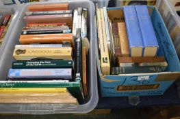 Two boxes including some older volumes including Theatre and Stage vols 1 and 2, architecture,