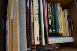 Box of various books including historical interest, Country Life Dictionary of Clocks etc