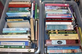 Two boxes of books including various historical interest, fishing, cricket, Freemasonry etc