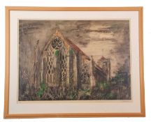 John Piper (British,1903-1992), 'Dorchester Abbey', limited edition offset lithograph, c.1965,