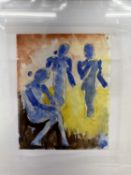 Josef Herman (Polish 1911-2000), Three figures, one seated, watercolour on paper, signed, 25x20cm,