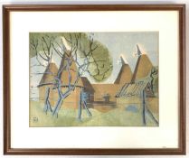 Dorothy Morton (British,1905-1983), Linocut, initialed lower right, 27x37cm, framed and glazed.