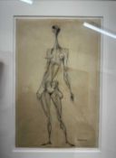 Josep Maria Subirachs (Spanish 1927-2014), solitary abstract figure, etching, signed. framed and