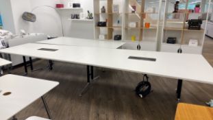 Large White Desk With Cable Slots