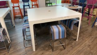 Large White Table With 7 Stools