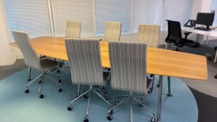 Large Oak Wood Desk With 6 Chairs