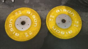 Bison 15Kg Bumper Weight Plate X2