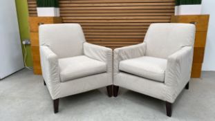 Set Of 2 Cream Upholstered Armchairs