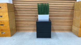 Black Wooden Side Table With 2 Draws