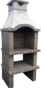 Contemporary Grey Outdoor Brick BBQ & Chimney