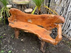 Polished Driftwood Teak Bench