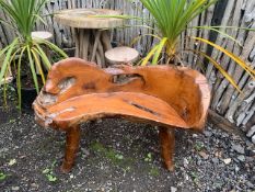 Polished Driftwood Teak Bench