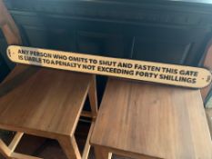 Large Cast Iron Gate Keepers Omit Sign