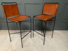 Designer Framed Industrial Style Metal High Back Bar Stool