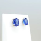 Pair of natural kyanite gemstone ear studs in silver