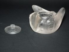 René Lalique Clear & Frosted Glass 'Trois Papillons' Inkwell