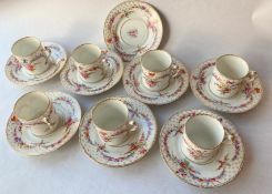 Dresden Porcelain Coffee Set of 7 Cups & Saucers