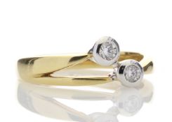 18ct Two Stone Rub Over Set Split Shank Diamond Ring 0.25 Carats