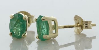 9ct Yellow Gold Emerald Earring (E0.70)
