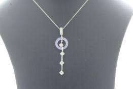 9ct White Gold Blue Lace Agate And Diamond Necklace 1.50 Carats