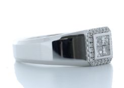 18ct White Gold Single Stone with halo Illusion Set Diamond Ring 0.50 Carats