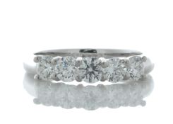 Platinum Claw Set five stone Diamond Ring 1.06 Carats